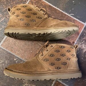 UGG Men's Tan Chukka Boots with Logo Pattern